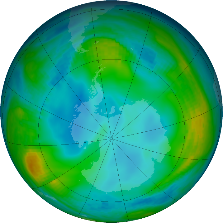 Antarctic ozone map for 11 June 1991